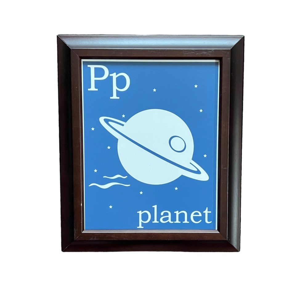 Rr Robot Space Wall Art Children Kid's Bedroom Decor Wooden Frame 10.25"x12.25"